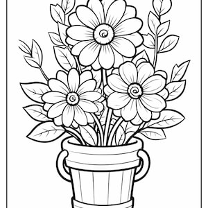 53 Easy Flower Coloring Pages - Instant PDF Download - Relaxing Floral Designs for All Ages