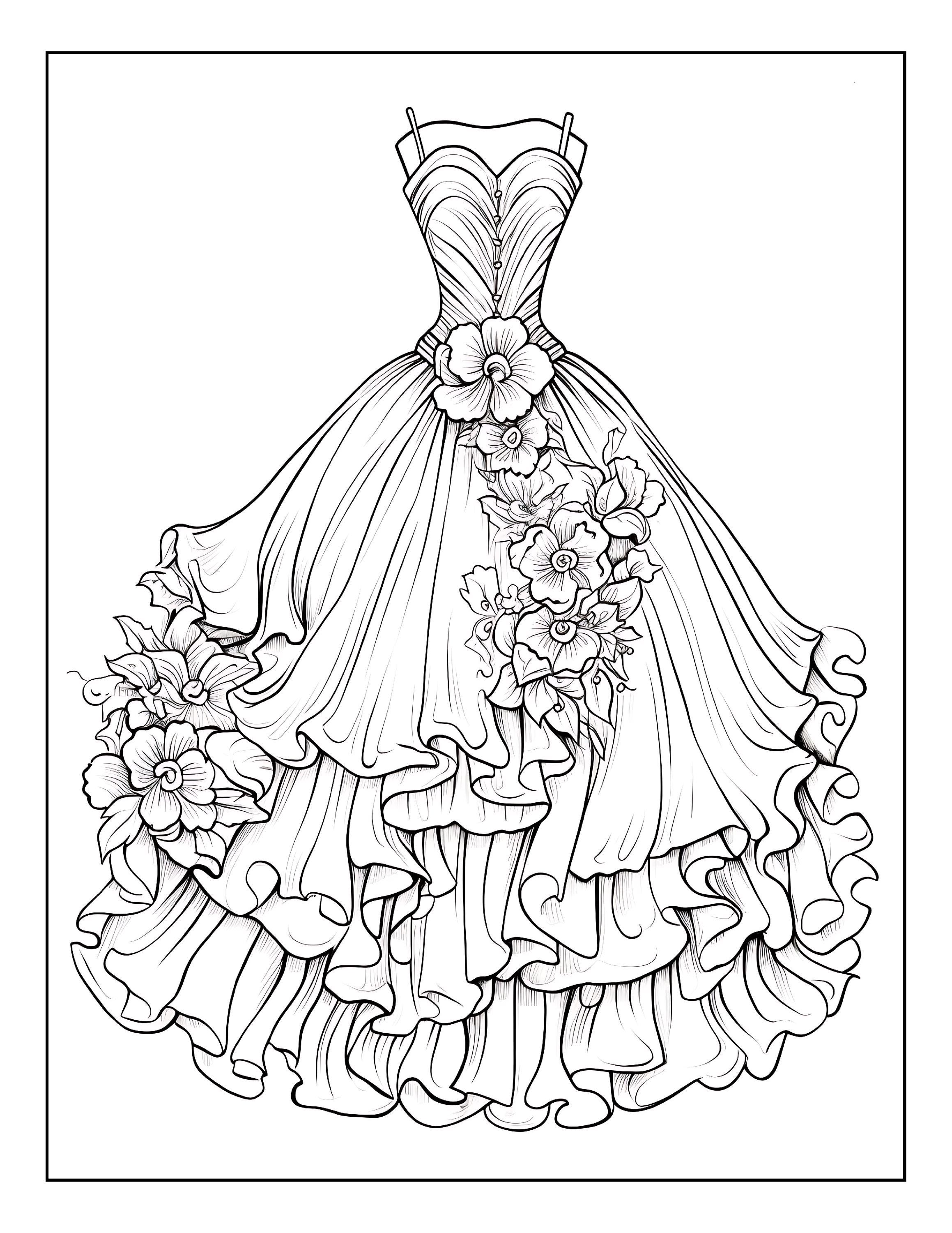 100 Dresses to Color - Instant PDF Download - Fashion Coloring Pages for  All Ages - Etsy
