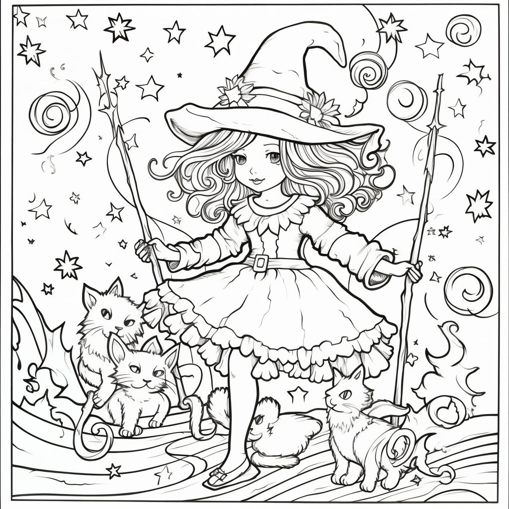 Enchanting Halloween Witches Coloring Pages: Spellbinding Designs for a