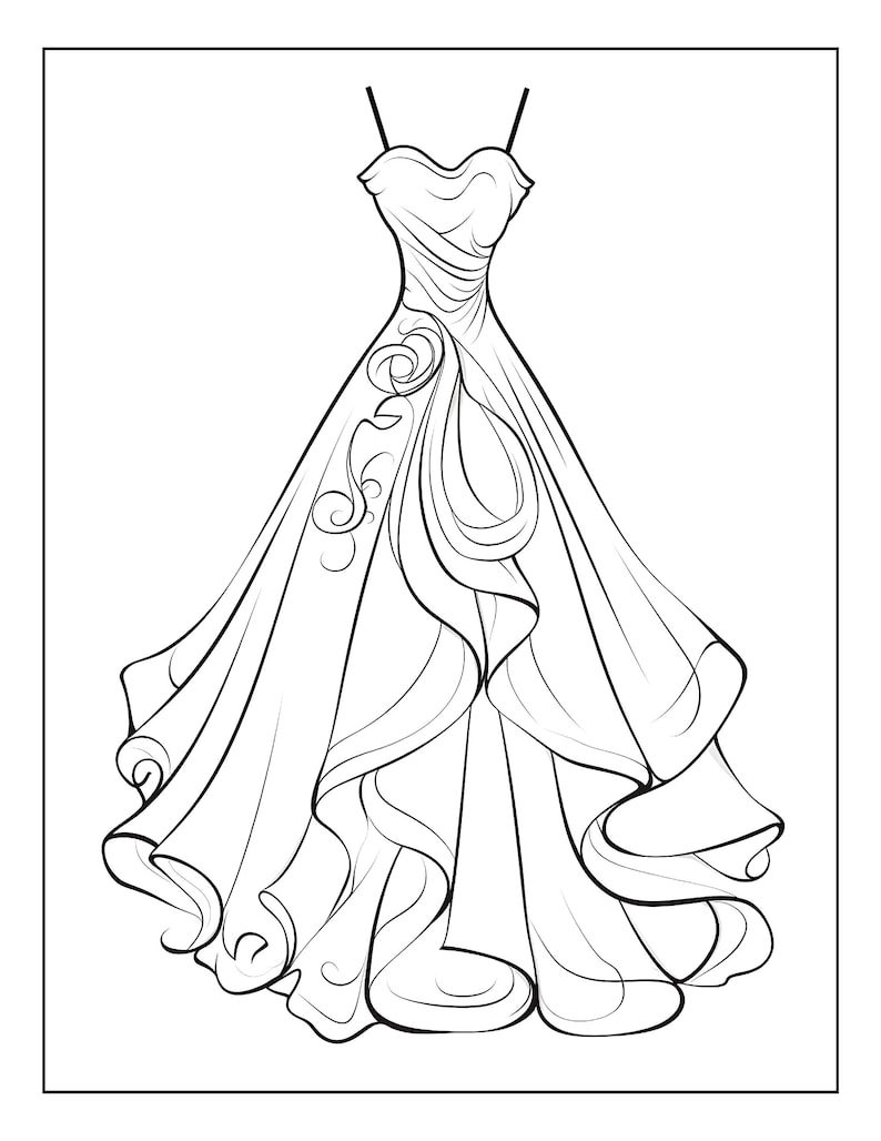 Dress Template.pdf 100 Dresses to Color - Instant PDF Download - Fashion Coloring Pages ...