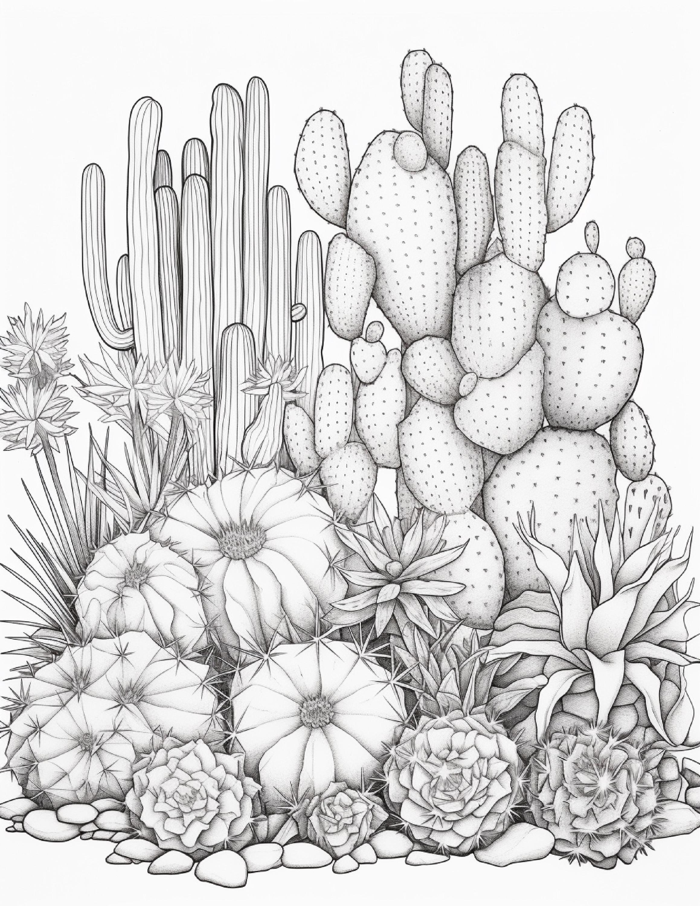 100 Cactus Flower Coloring Pages | PDF Download With Bonus JPG Images ...