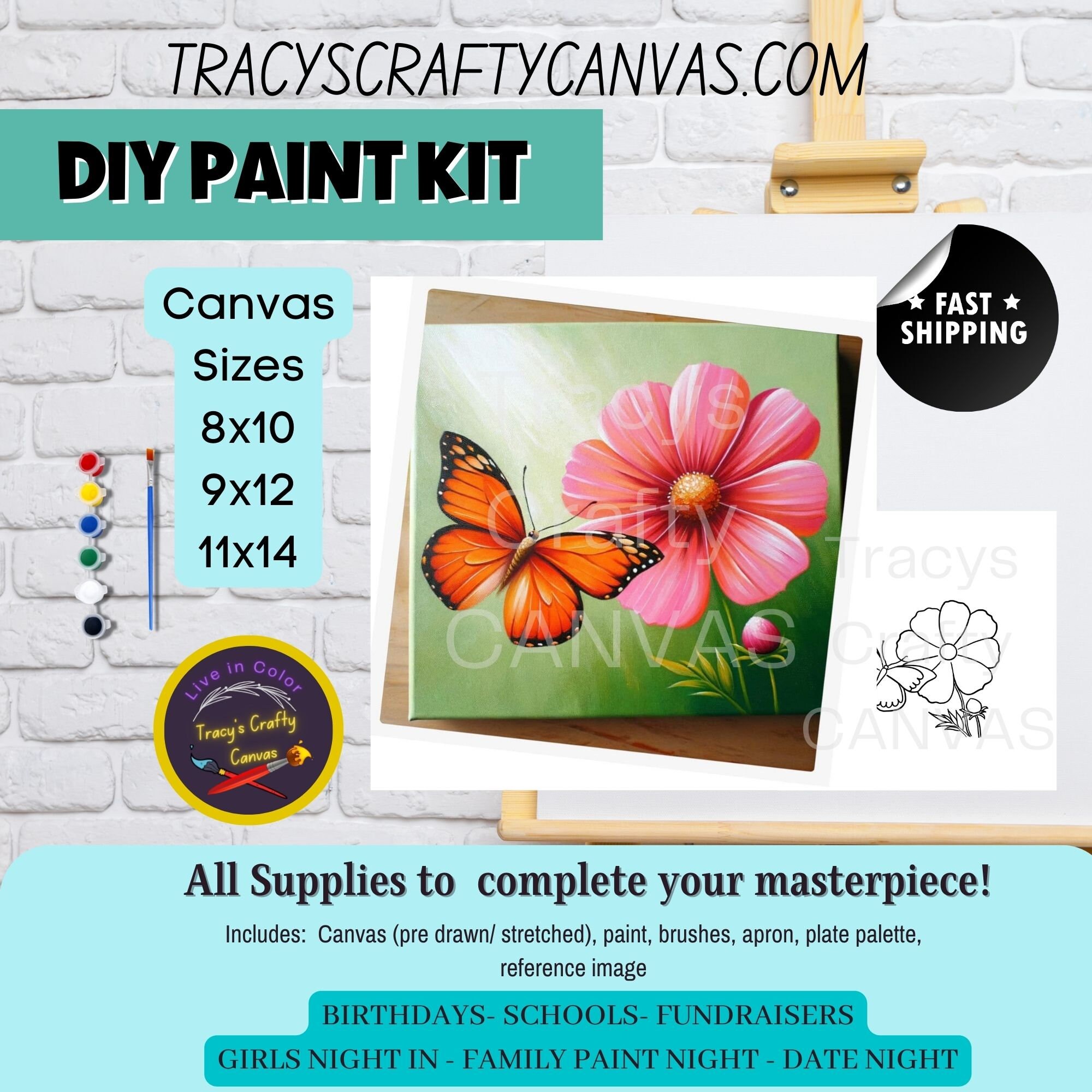 20 Pieces/4 Pack Pre Drawn Canvas Painting Kit Lucy, Beach, Copacabana,  Flower Adult Sip and Paint Party Favor 
