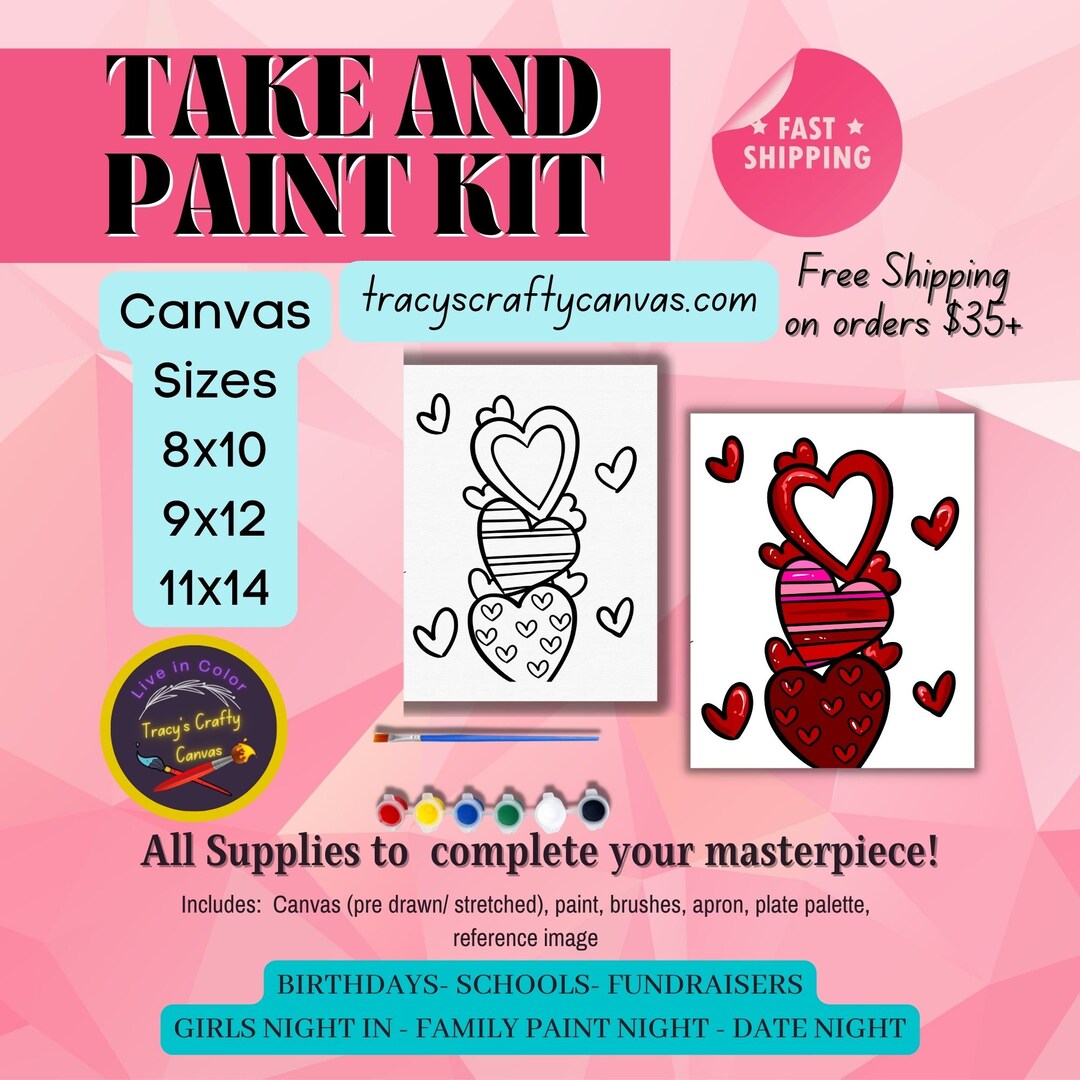 Stack of Heart Paint Kit Etsy
