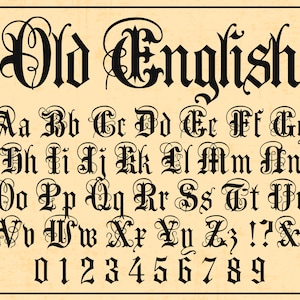 Carattere inglese antico Carattere celtico Carattere gaelico Carattere stile inglese antico Lettere inglesi antiche Alfabeto inglese antico Carattere inglese antico per Cricut