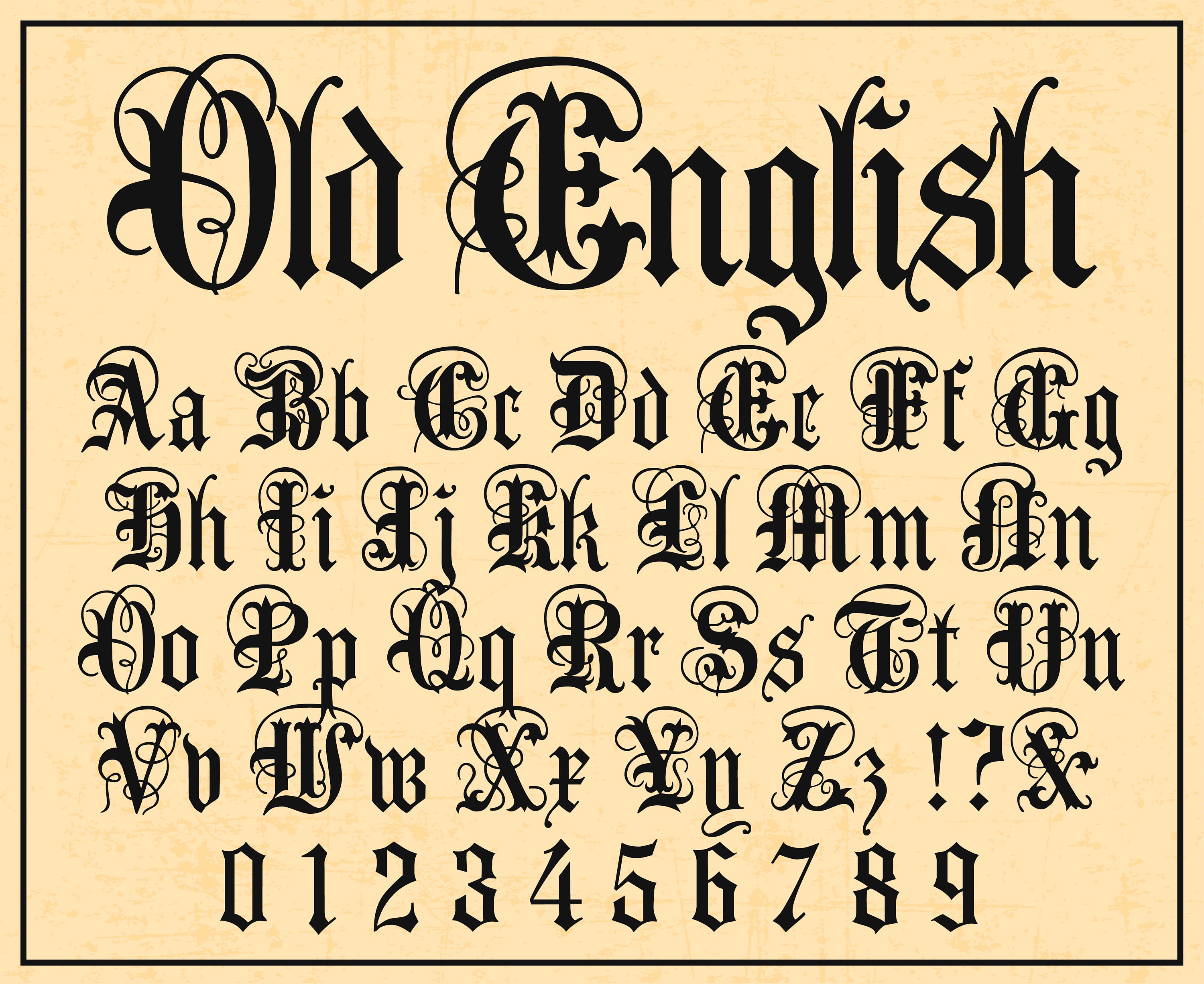 OLD ENGLISH FONT Svg, Old English Alphabet Svg, Old English Letters and  Numbers Svg for Cricut 