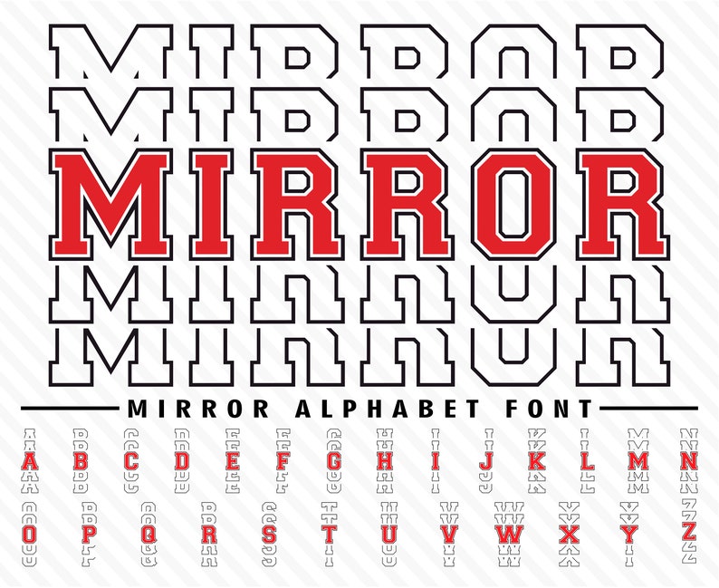 Mirror Font Echo Font Varsity Mirror Font College Font Mirror Cricut