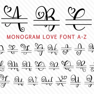 Hochzeit Monogramm Svg Valentinstag Monogramm Svg Schriftart Svg Love Monogramm Svg Love Alphabet Svg Herz Monogramm Svg Cricut Monogramm Svg