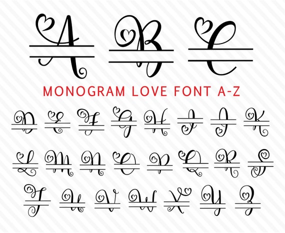 Wedding Monogram Svg Valentine Day Monogram Svg Font Svg Love Monogram Svg Love Alphabet Svg Heart Monogram Svg Cricut Monogram Svg