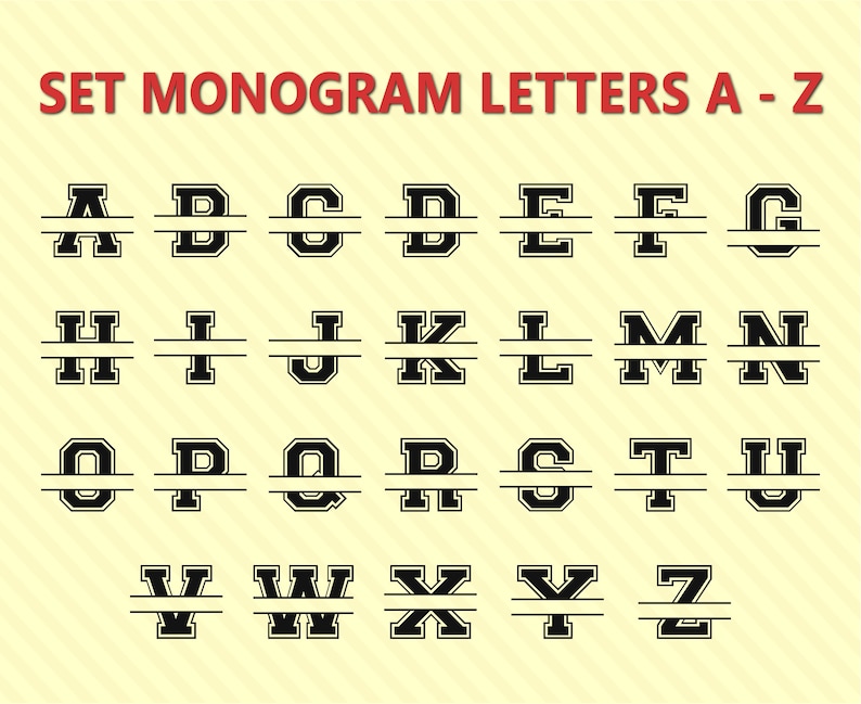 Monogram Letters Svg Split Monogram Svg Monogram Alphabet Svg - Etsy