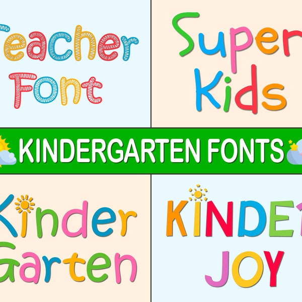 Kindergarten Font Kindergarten Font Style Teacher Font Preschool Font School Font Hello Kindergarten Font Children Font Kids Font Bundle