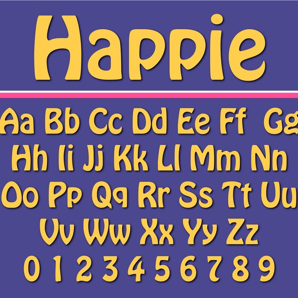 Happie Font Hobo Font Svg Hobo Font Ttf Bubbly Font Farmhouse Fonts Block Font Game Font School Font Hobo Font Alphabet Cricut Font