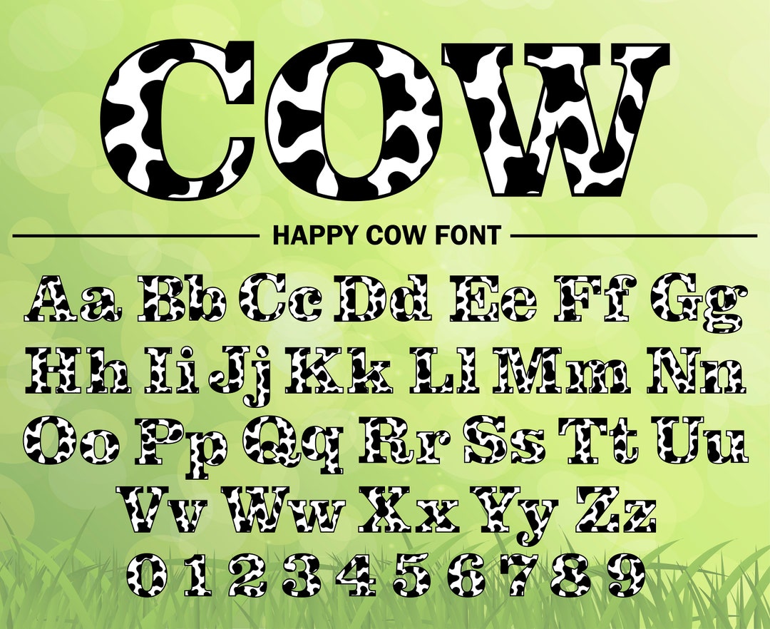 Сow Font Farm Font Cow Print Font Cattle Font Happy Cow Font Cow