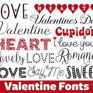 Paquete de fuentes del día de San Valentín Fuente de San Valentín Fuente de amor Fuente de corazón Fuente romántica Fuente de script encantadora con fuente Cricut con fuentes de paquete de corazón