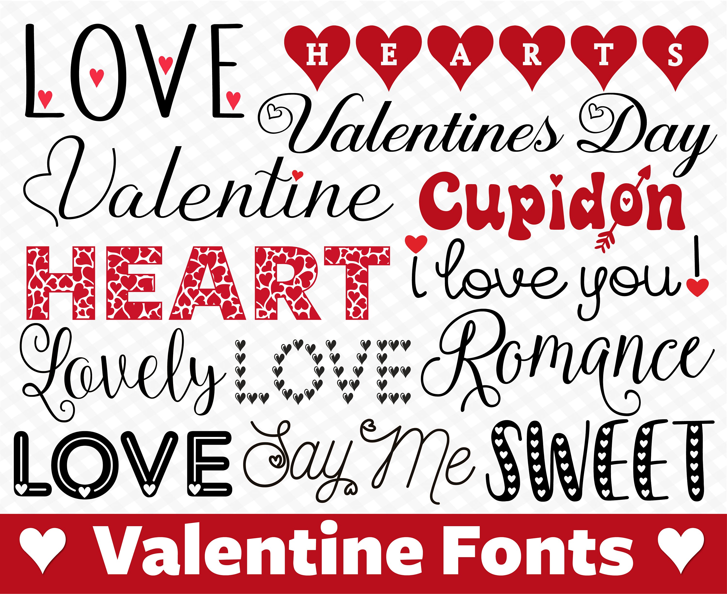 Valentines Day Fonts Bundle Valentine Font Love Font Heart Font Romantic Font Lovely Script Font