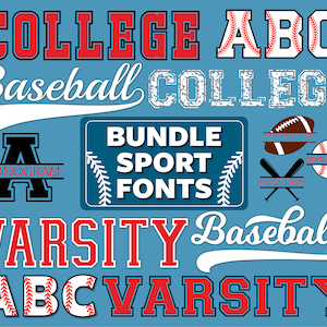 Bundle Fonts Varsity Font Baseball Font Baseball Font With Stitch Baseball Font With Tails College Font Varsity Monogram Baseball Monogram