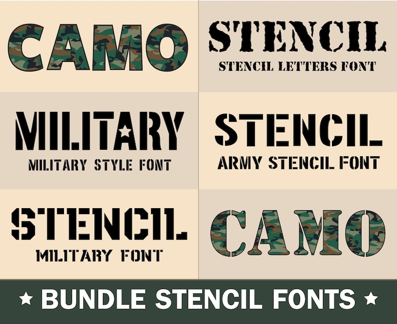 Stencil Font Army Font Military Font Camouflage Font Military Stencil ...