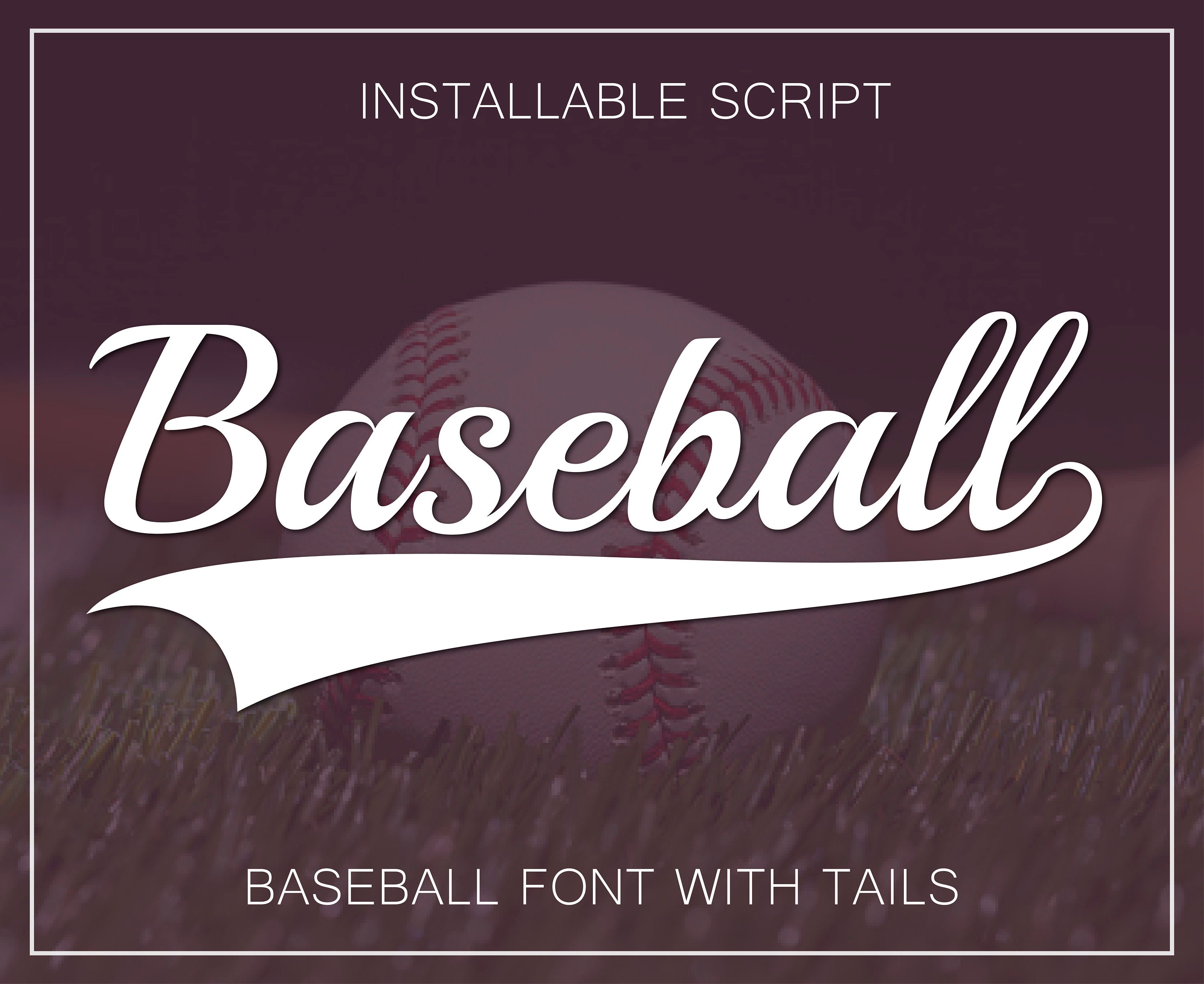 Baseball Font With Tail Baseball Font TTF SVG PNG and Text 