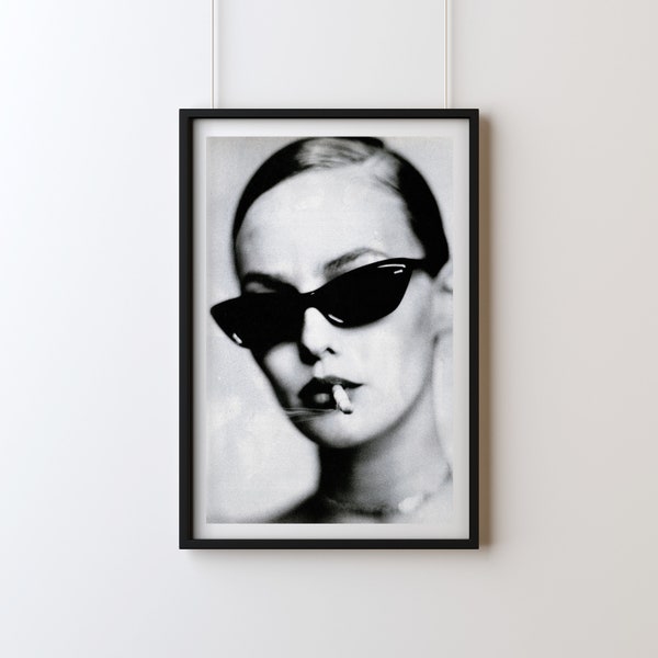 Vanessa Paradis, Smoking Portrait | Wall Art, Vintage Photography, Black & White Wall Art, Stylish Photography, French Cinema, Framed Print