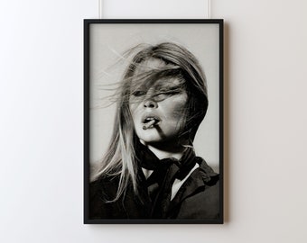 Brigitte Bardot, Iconic Print | Wall Art, Black and White Photography, Stylish Print, Aesthetic Artwork, French Cinema, Icon Print