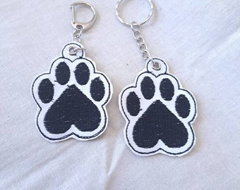 Paw Print Bag Tag, Key Chain Fob, Zipper Pull