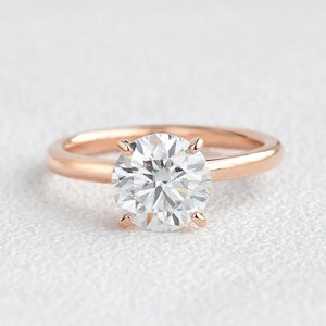 2 ct Round Cut Moissanite Ring, Round Engagement Ring, Dainty 4 Prongs Ring, Classic Solitaire Ring, Wedding Ring, Proposal Ring
