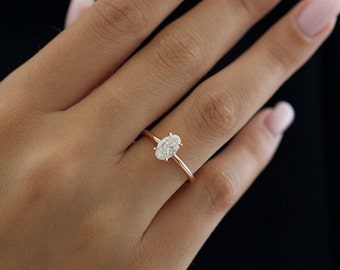 2CT ovalslipad moissanitring, oval förlovningsring, 4-stiftsring, klassisk solitärring, elegant vigselring, frieriring