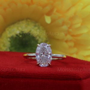 3 CT Oval Moissanite Engagement Ring, Classic Prongs Ring, Unique Solitaire Ring, Wedding Ring, Anniversary Gift, Divergent Ring