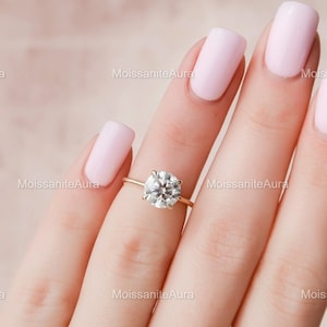2CT Round Cut Moissanite Ring, Round Engagement Ring, Hidden-Halo Solitaire Ring, Disparate Ring, Proposal Ring, Promise Ring, Beloved Ring