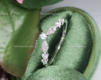Chevron Ring, Moissanite Wedding Chevron Ring, V Shaped Ring, Stacking Band, Wedding Band, Matching Minimalist Ring, Dainty Ring For Women