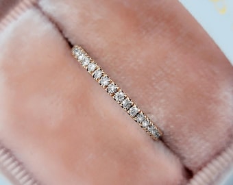 0.30 CT Moissanite Wedding Band, Dainty Band, Half Eternity Delicate Band, Anniversary Band, Ring Matching Band, Bridesmaid Band