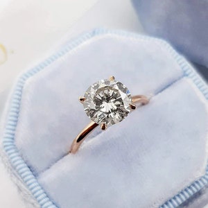 2ct Round Cut Moissanite Ring, Round Engagement Ring, 4 Prongs Ring, Classic Solitaire Ring, Dainty Wedding Ring, Cathedral Shank