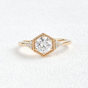 2 ct Round Moissanite Engagement Ring, Cluster Ring, Unique Ring, Wedding Ring, Anniversary Gift, Forever Promise Ring, Milgrain Detail Ring