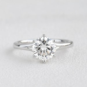 2 ct Round Cut Moissanite Ring, Round Engagement Ring, Dainty 6 Prongs Ring, Classic Solitaire Ring, Wedding Ring, Proposal Ring,