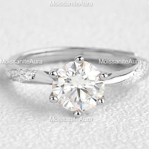 2Ct Round Cut Moissanite Engagement Ring/14K Solid Gold Ring/Art Deco Ring/Classic Wedding Ring/Vintage Bridal Solitaire Ring/6 Prongs