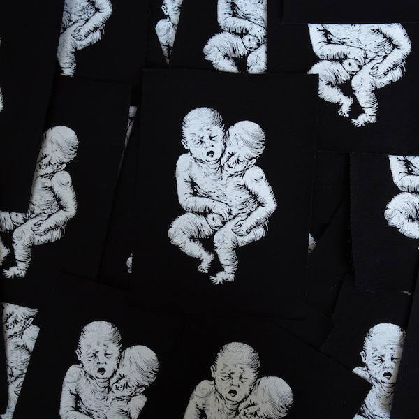 Conjoined Twins screen printed patch | Occult Horror Punk Black Metal Goth Morbid Macabre