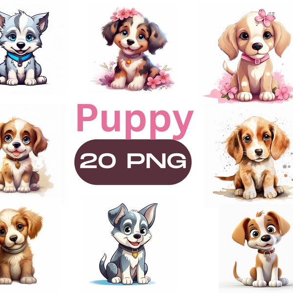 Cute Puppy clipart, cute dog clipart, Puppy clip art bundle, Dog Clipart, Dog PNG