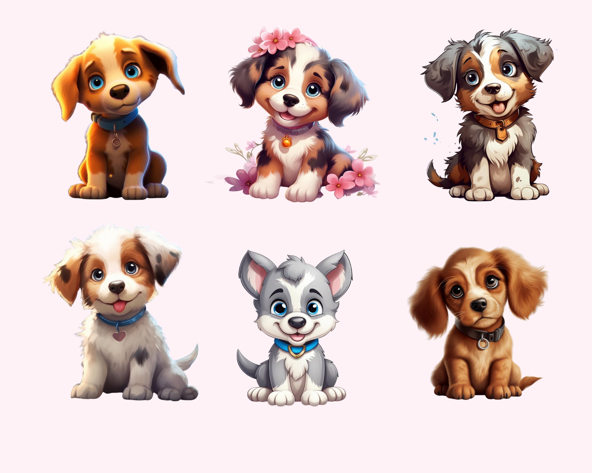 Cute Puppy Clipart, Cute Dog Clipart, Puppy Clip Art Bundle, Dog