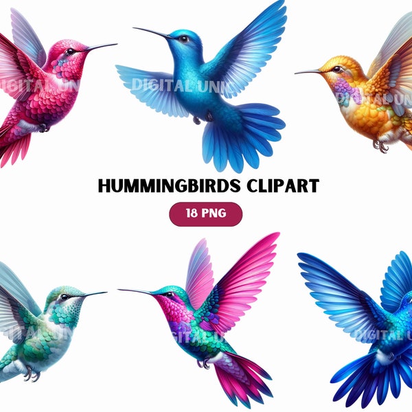 Watercolor Hummingbirds Clipart, 18 PNG Pastel Bird Clipart, Cute Bird Clipart, Hummingbird Art, Hummingbird PNG, Commercial Use