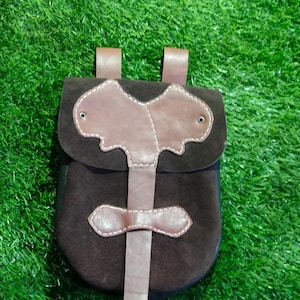 Medieval Viking Leather Bag – Handmade Brown Suede Belt Pouch for LARP, SCA & Cosplay