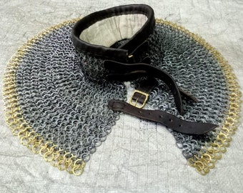 Viking Bishop’s Chainmail Mantle Gorget 9mm | Flat Riveted Mail Neck Armor for LARP, SCA & Medieval Combat