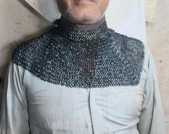 Viking Chainmail Bishop’s Mantle – 6mm Riveted Round Ring Mail Armor for Reenactment, LARP & SCA