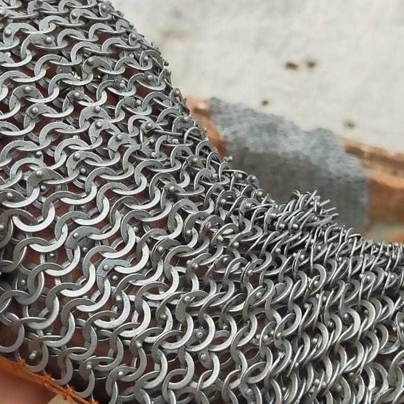 Norse Huscarl reenactment chainmail with gloves and head protection