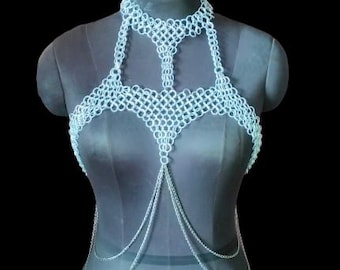 Handmade Aluminum Chainmail Top | Butted Ring Costume Bra | Festival and Cosplay Wear