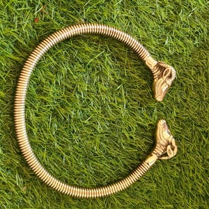 Ram’s Head Brass Torque | Handmade Viking Neck Ring | Solid Brass Torque Necklace | Celtic Pagan Reenactment Jewelry