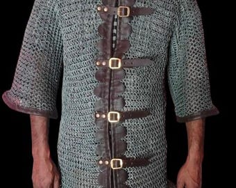 Medieval Riveted Chainmail Hauberk– Dark Grey Aluminum – S to XXL