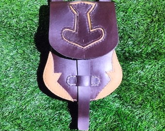 Riñonera de cuero vikingo hecha a mano, estilo medieval, para recreaciones LARP.