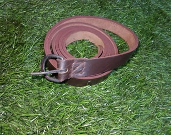 Viking Leather Belt – Hand-Forged Iron Buckle Medieval Belt for Reenactment, LARP & Cosplay