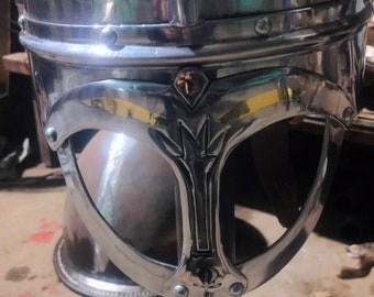 Casco de combate vikingo: casco medieval de acero listo para la batalla para recreación histórica, LARP y SCA