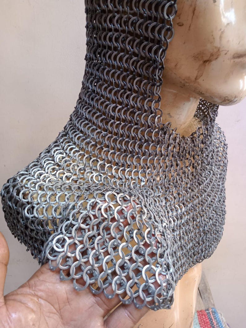 Five Rings Rivet Chainmail 9mm Flat Ring Riveted Chainmail Coif, Oil Finished - Etsy