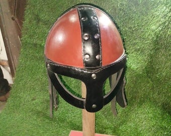 Casco vikingo de cuero, disfraz de cosplay medieval para LARP